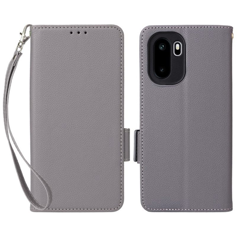 Δερματινη Θηκη Oneplus 15r Υφή Λίτσι Με Λουράκι