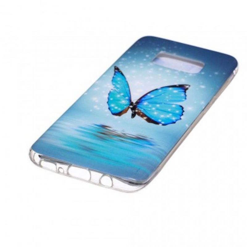Θήκη Samsung Galaxy S8 Φθορίζουσα Μπλε Πεταλούδα