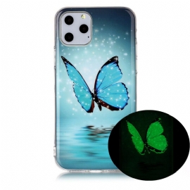 θηκη κινητου iPhone 11 Pro Φθορίζουσα Μπλε Πεταλούδα