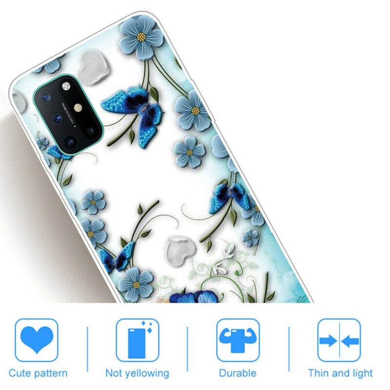 θηκη κινητου OnePlus 8T Διαφανείς Ρετρό Πεταλούδες Και Λουλούδια
