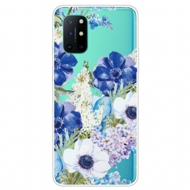 Θήκη OnePlus 8T Χωρίς Ραφή Ακουαρέλα Μπλε Λουλούδια