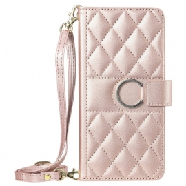 Δερματινη Θηκη iPhone 17 Pro Max Καπιτονέ Με Κορδόνι Και Λουράκι Ώμου