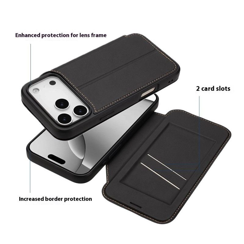 Δερματινη Θηκη iPhone 17 Pro Max Μαγνητικό Κλείσιμο Και Θήκη Κάρτας