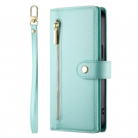 Δερματινη Θηκη iPhone 17 Pro Max Πορτοφόλι Με Τσέπη Με Φερμουάρ