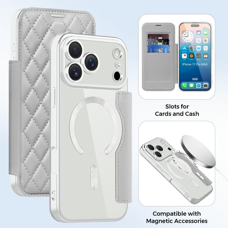 Δερματινη Θηκη iPhone 17 Pro Max Συμβατό Με Magsafe Καπιτονέ Σιλικόνης