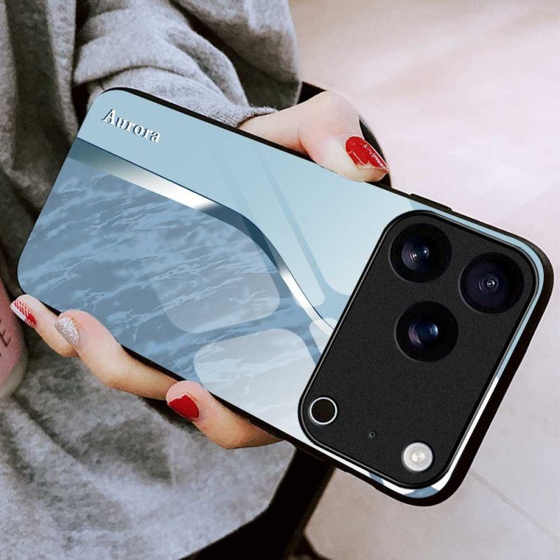Κάλυμμα iPhone 17 Pro Max Ανοιχτό Μπλε Σκληρυμένο Γυαλί Σιλικόνης