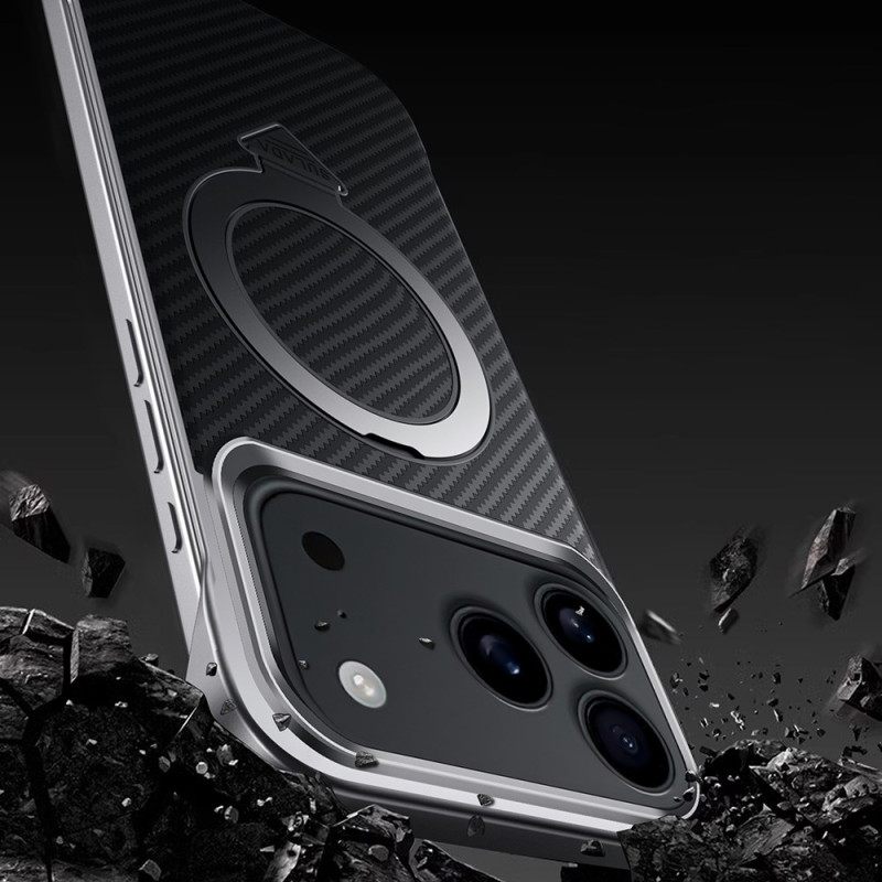 Κάλυμμα iPhone 17 Pro Max Βάση Magsafe Από Ίνες Άνθρακα Με Δακτύλιο Σιλικόνης