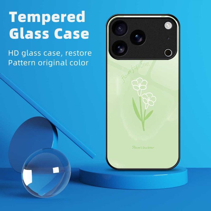 Κάλυμμα iPhone 17 Pro Max Λουλούδια Από Σκληρυμένο Γυαλί Σιλικόνης