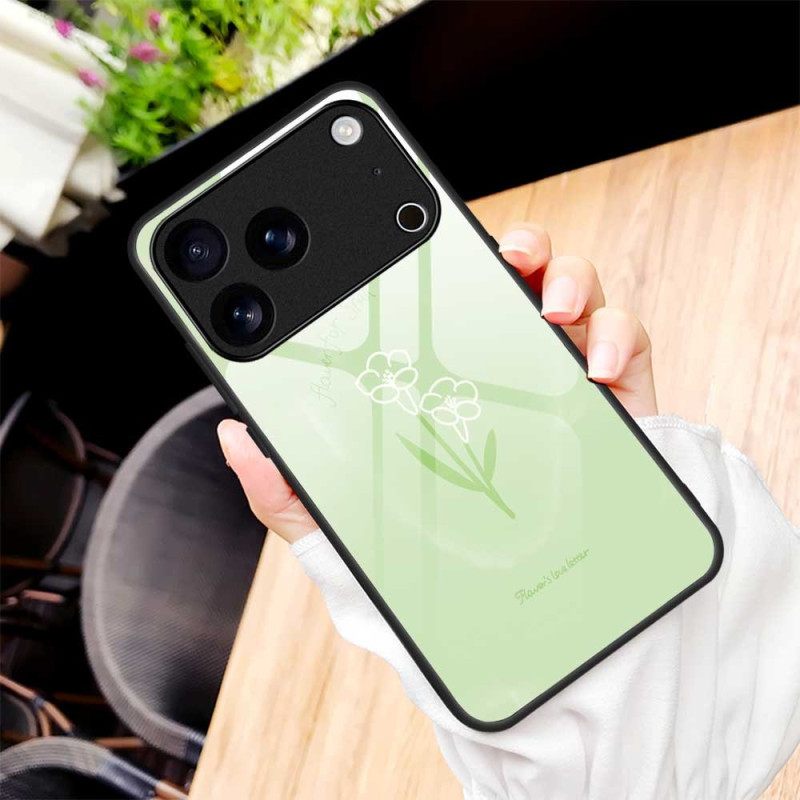 Κάλυμμα iPhone 17 Pro Max Λουλούδια Από Σκληρυμένο Γυαλί Σιλικόνης