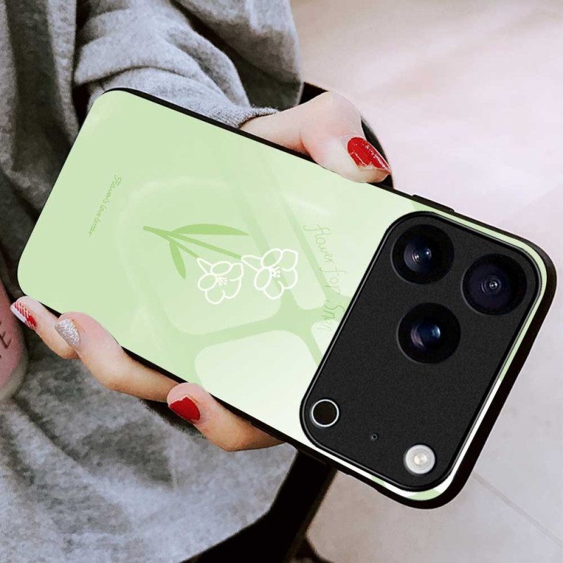 Κάλυμμα iPhone 17 Pro Max Λουλούδια Από Σκληρυμένο Γυαλί Σιλικόνης