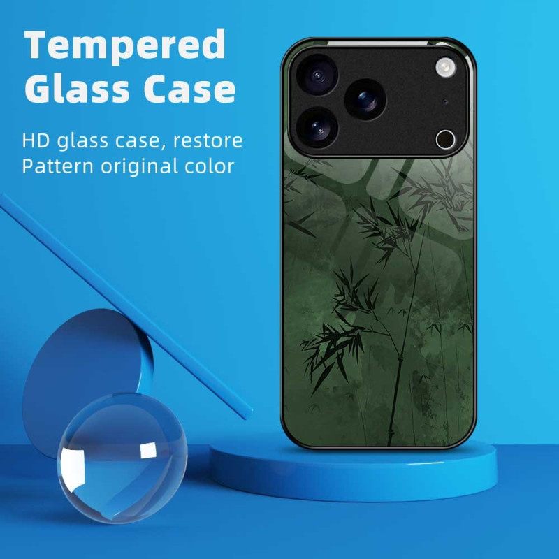 Κάλυμμα iPhone 17 Pro Max Μελάνι Λουλουδιών Από Σκληρυμένο Γυαλί Σιλικόνης