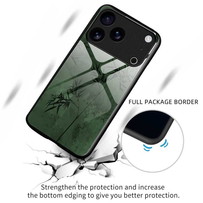 Κάλυμμα iPhone 17 Pro Max Μελάνι Λουλουδιών Από Σκληρυμένο Γυαλί Σιλικόνης