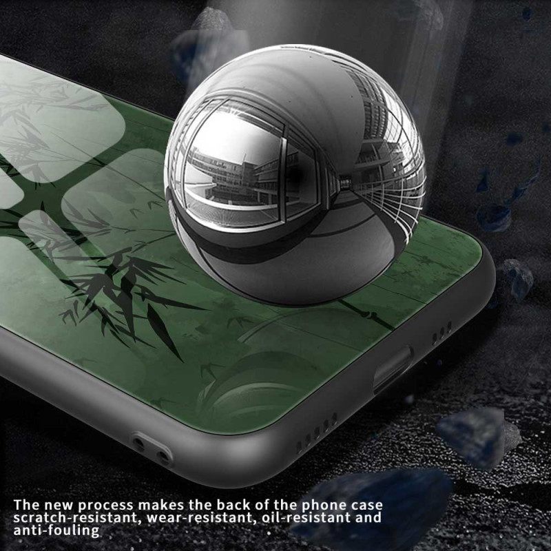 Κάλυμμα iPhone 17 Pro Max Μελάνι Λουλουδιών Από Σκληρυμένο Γυαλί Σιλικόνης