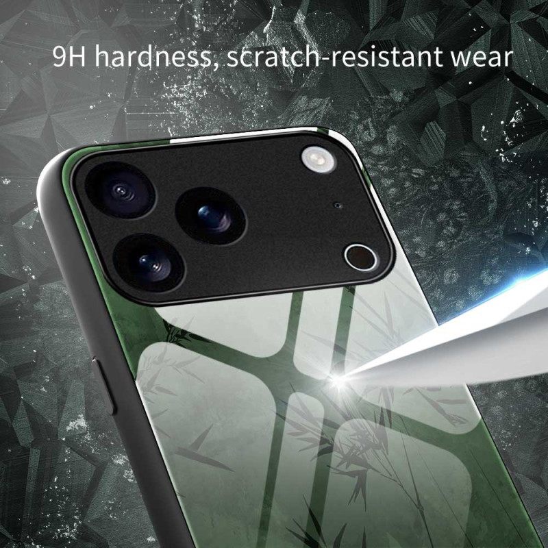 Κάλυμμα iPhone 17 Pro Max Μελάνι Λουλουδιών Από Σκληρυμένο Γυαλί Σιλικόνης