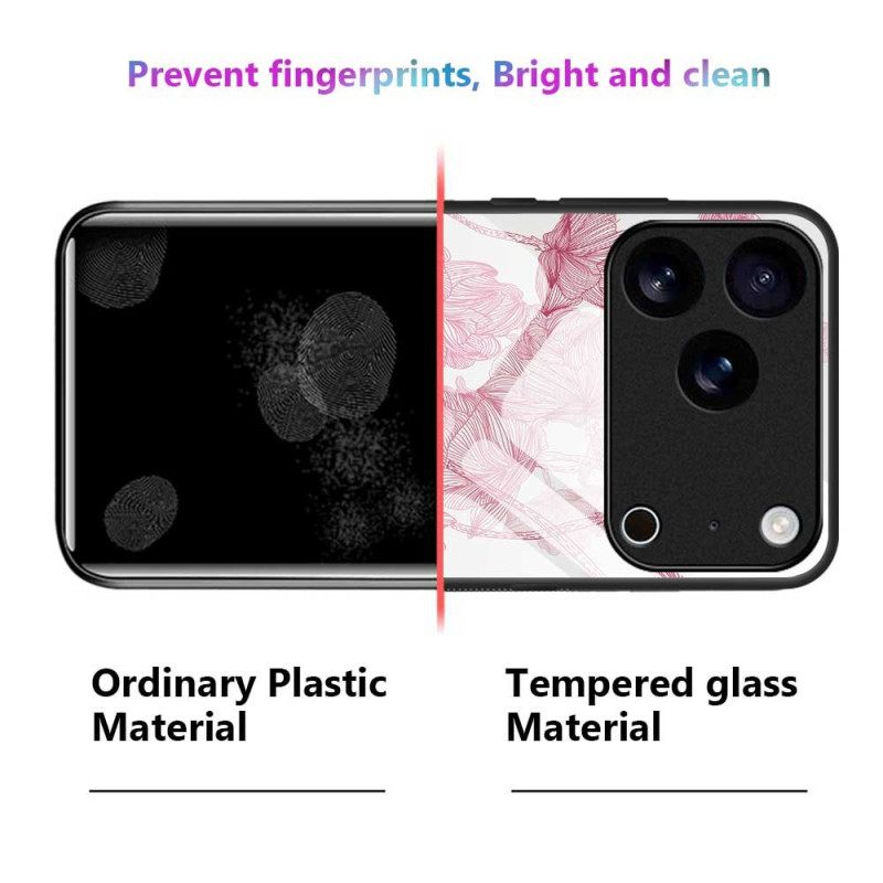 Κάλυμμα iPhone 17 Pro Max Ροζ Σκληρυμένο Γυαλί Floralie