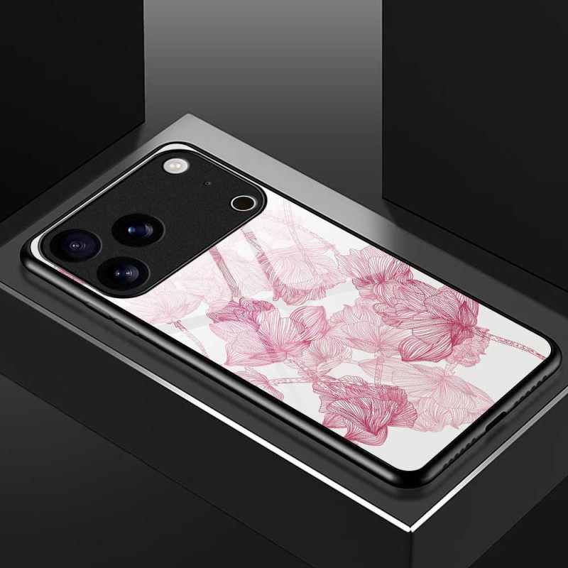 Κάλυμμα iPhone 17 Pro Max Ροζ Σκληρυμένο Γυαλί Floralie