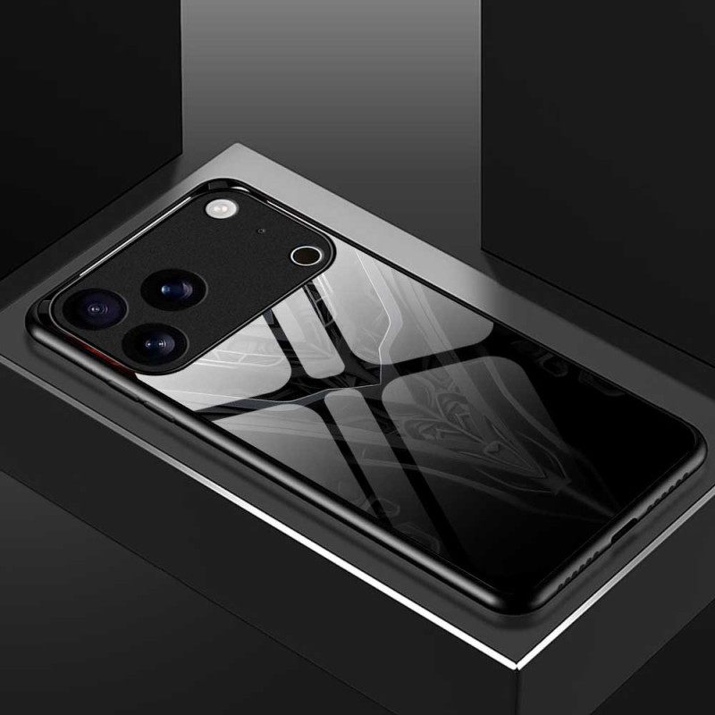 Κάλυμμα iPhone 17 Pro Max Σχεδιασμός Από Σκληρυμένο Γυαλί Μαύρο Σιλικόνης