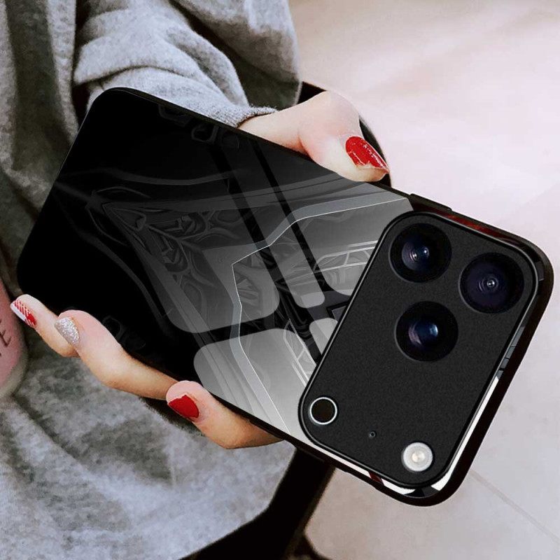 Κάλυμμα iPhone 17 Pro Max Σχεδιασμός Από Σκληρυμένο Γυαλί Μαύρο Σιλικόνης