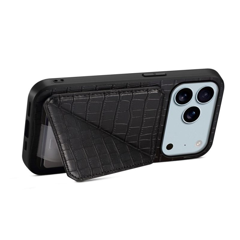 Κάλυμμα iPhone 17 Pro Max Θήκη Καρτών Με Εφέ Κροκόδειλου