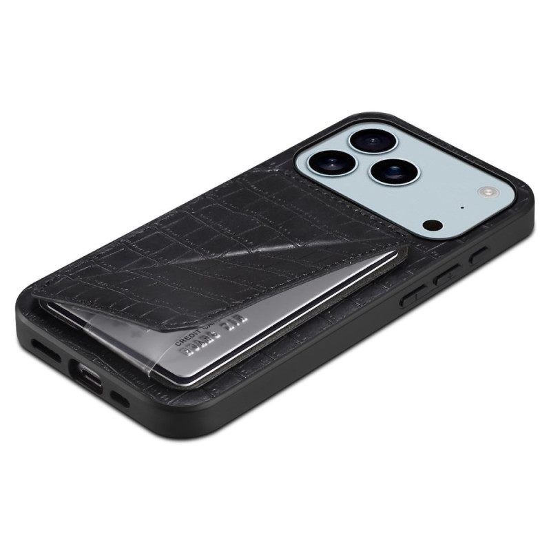 Κάλυμμα iPhone 17 Pro Max Θήκη Καρτών Με Εφέ Κροκόδειλου