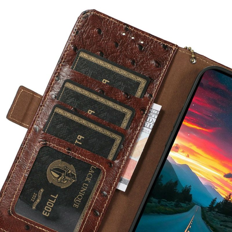 Θηκη Κινητου iPhone 17 Pro Max Rfid Δέρμα Με Υφή Στρουθοκαμήλου