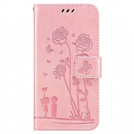 δερματινη θηκη Samsung Galaxy A13 με κορδονι Ρομαντικά Strappy Roses