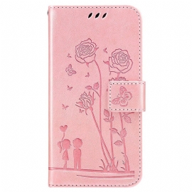 δερματινη θηκη Samsung Galaxy A13 με κορδονι Ρομαντικά Strappy Roses