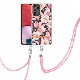 θηκη κινητου Samsung Galaxy A13 με κορδονι Floral Κορδόνι