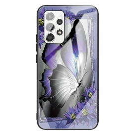 θηκη κινητου Samsung Galaxy A13 Μωβ Butterfly Tempered Glass