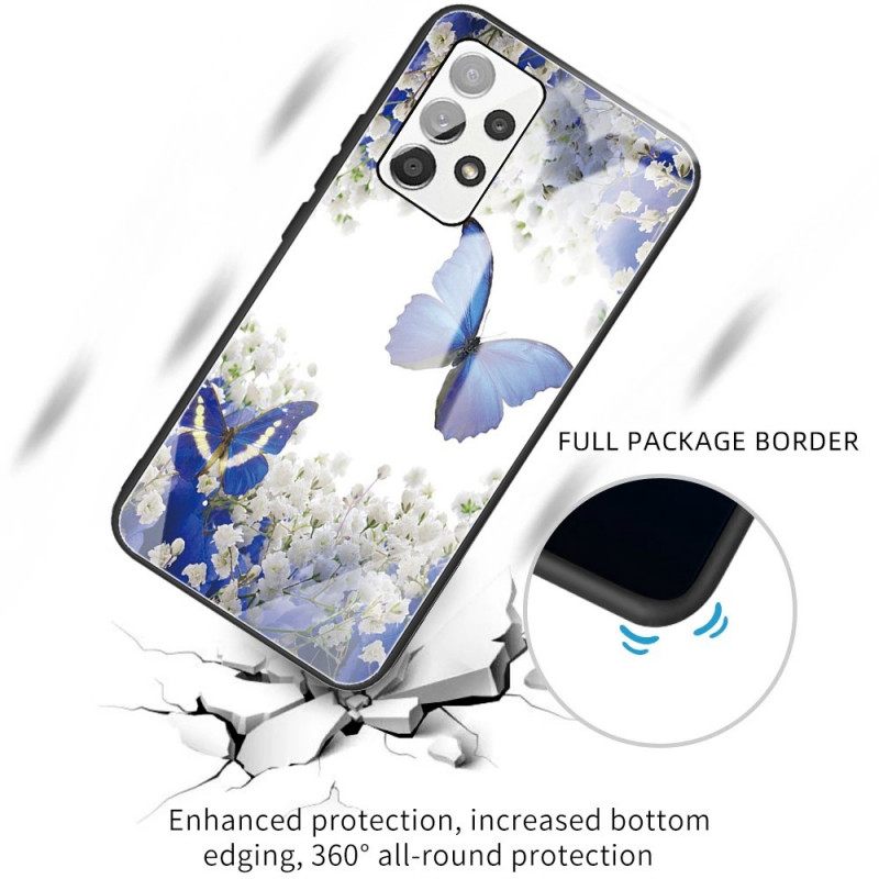 θηκη κινητου Samsung Galaxy A13 Σχέδιο Πεταλούδων Από Σκληρυμένο Γυαλί