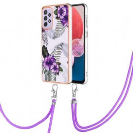 Θήκη Samsung Galaxy A13 με κορδονι Κορδόνι Λουλουδιών