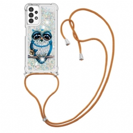 Θήκη Samsung Galaxy A13 με κορδονι Miss Owl Glitter Cord