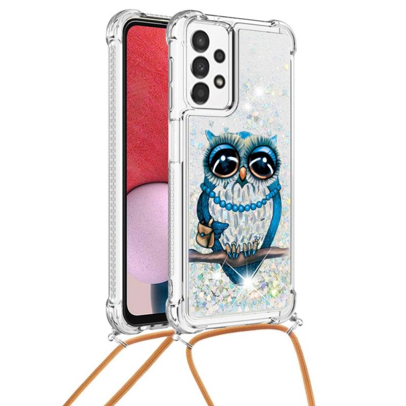 Θήκη Samsung Galaxy A13 με κορδονι Miss Owl Glitter Cord