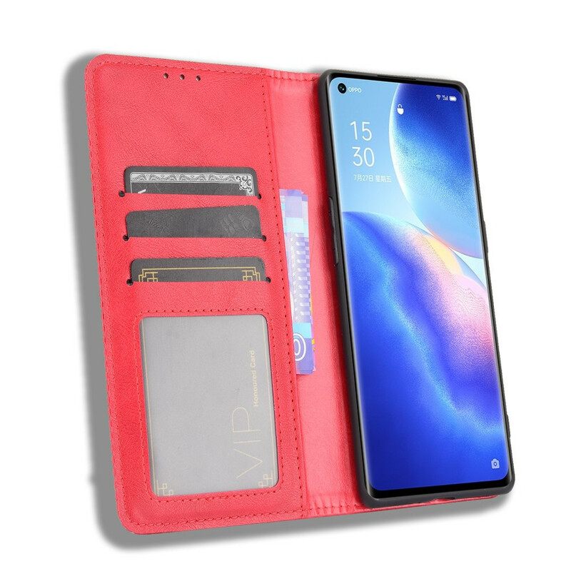 θηκη κινητου Oppo Find X3 Neo Θήκη Flip Στυλιζαρισμένο Vintage Δερμάτινο Εφέ