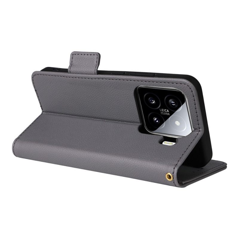 Δερματινη Θηκη Xiaomi 15 Pro Δέρμα Λίτσι Με Λουράκι