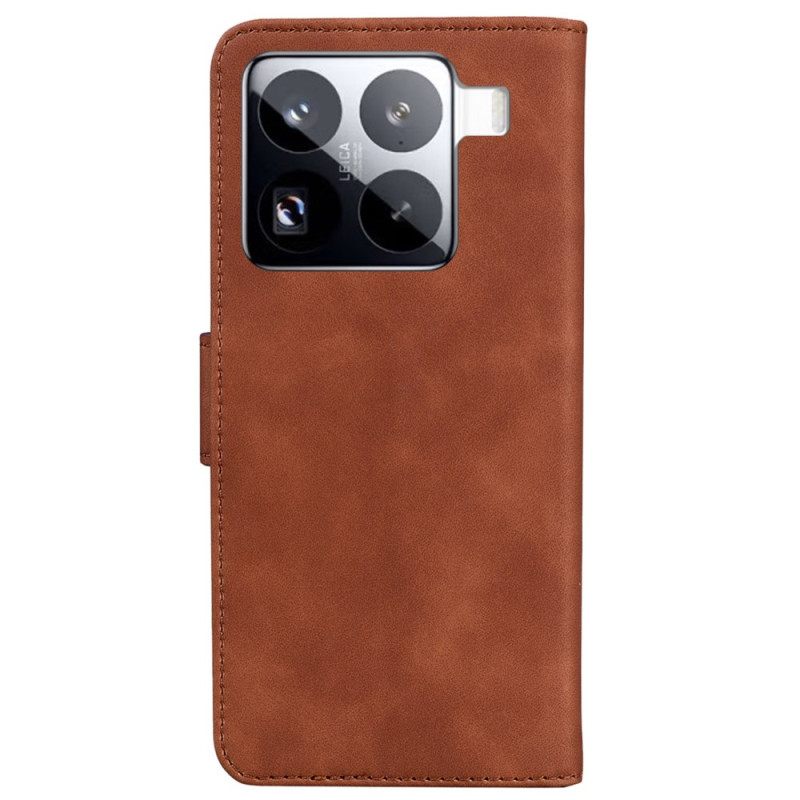 Δερματινη Θηκη Xiaomi 15 Pro Εφέ Σουέτ Πεταλούδας Σιλικόνης