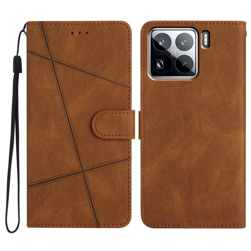 Δερματινη Θηκη Xiaomi 15 Pro Γραμμές Και Ρίγες Με Λουρί