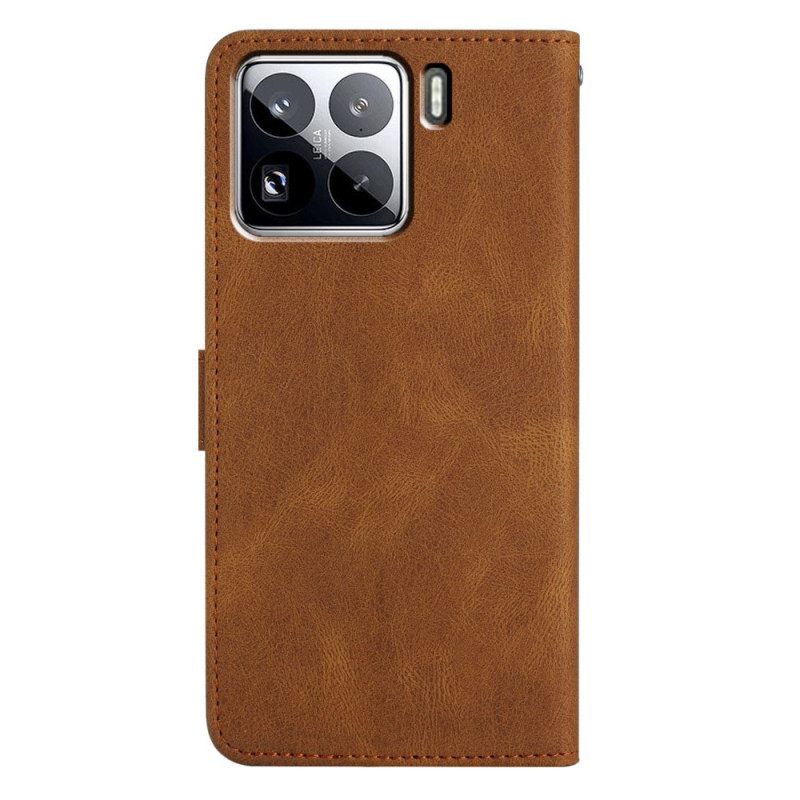 Δερματινη Θηκη Xiaomi 15 Pro Γραμμές Και Ρίγες Με Λουρί