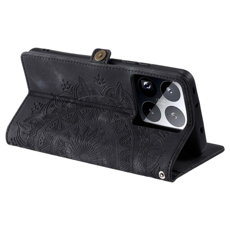 Δερματινη Θηκη Xiaomi 15 Pro Λουράκι Με Μοτίβο Τοτέμ