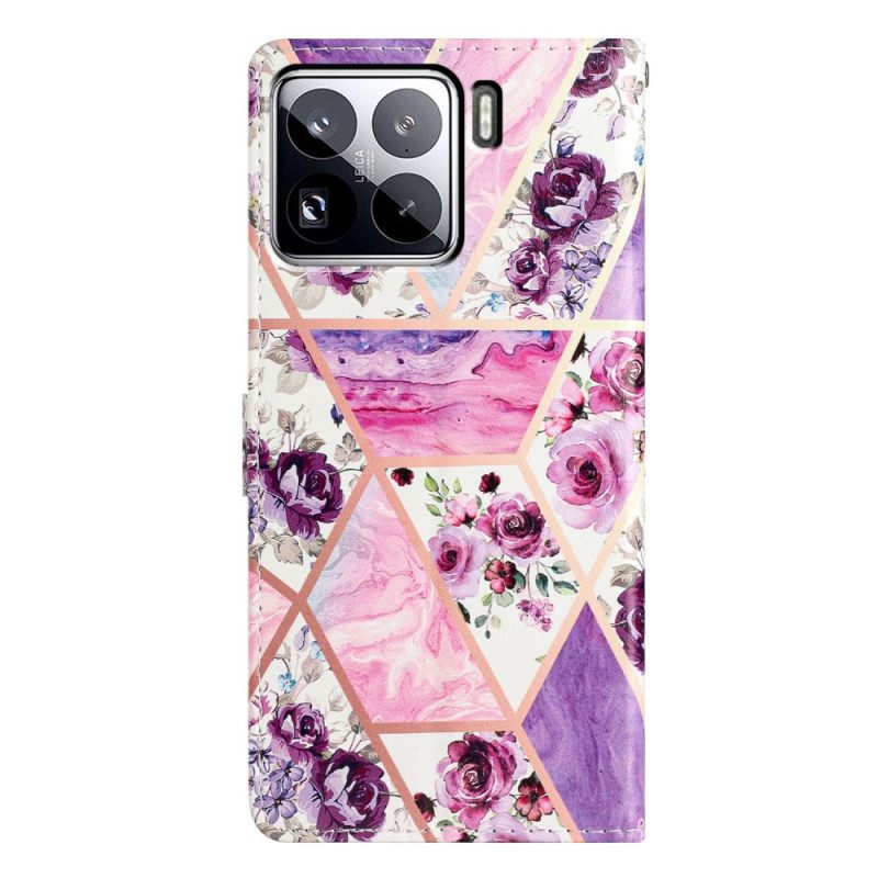 Δερματινη Θηκη Xiaomi 15 Pro Μωβ Μάρμαρο Σιλικόνης