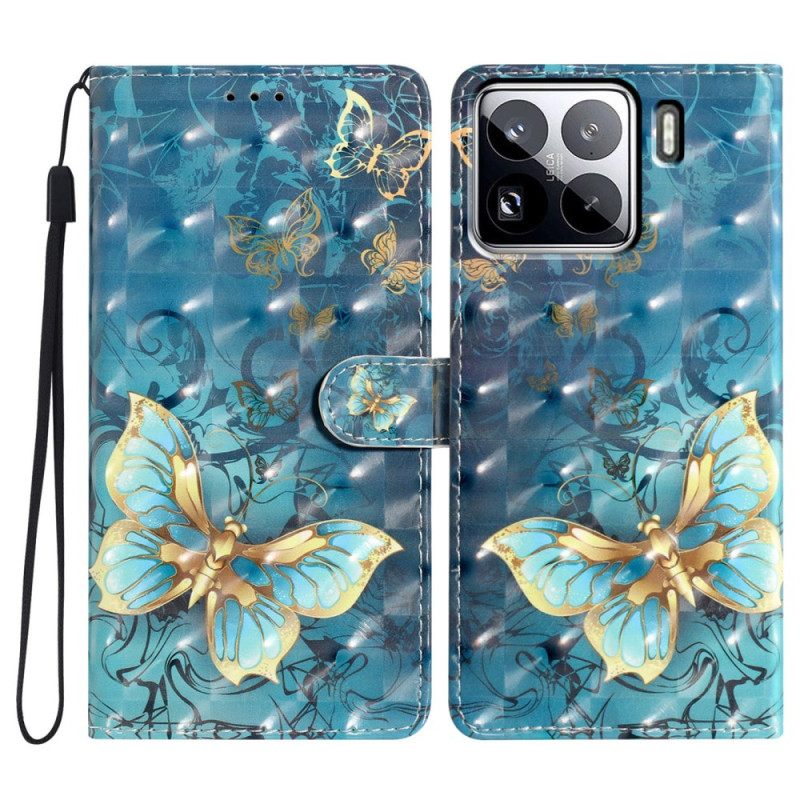 Δερματινη Θηκη Xiaomi 15 Pro Πεταλούδες 3d Σιλικόνης