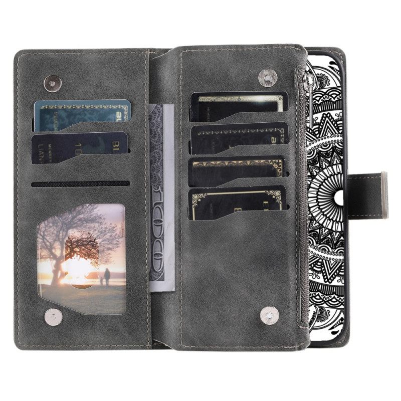 Δερματινη Θηκη Xiaomi 15 Pro Πορτοφόλι Με Εφέ Σουέτ Mandala