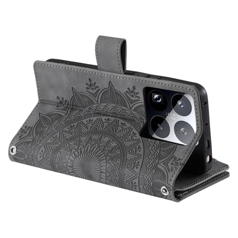 Δερματινη Θηκη Xiaomi 15 Pro Πορτοφόλι Με Εφέ Σουέτ Mandala