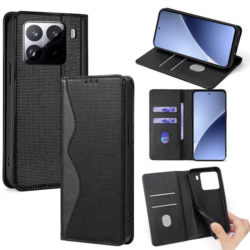 Δερματινη Θηκη Xiaomi 15 Pro Προστασία Rfid Με Κυματιστό Μοτίβο