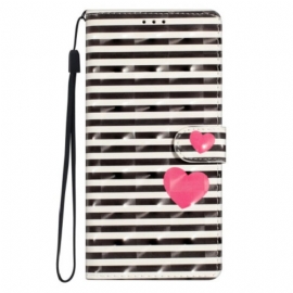 Δερματινη Θηκη Xiaomi 15 Pro Ρίγες Και Καρδιές 3d