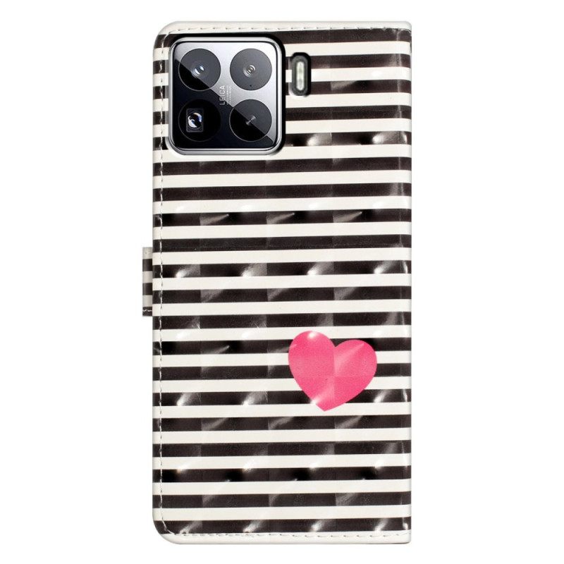 Δερματινη Θηκη Xiaomi 15 Pro Ρίγες Και Καρδιές 3d