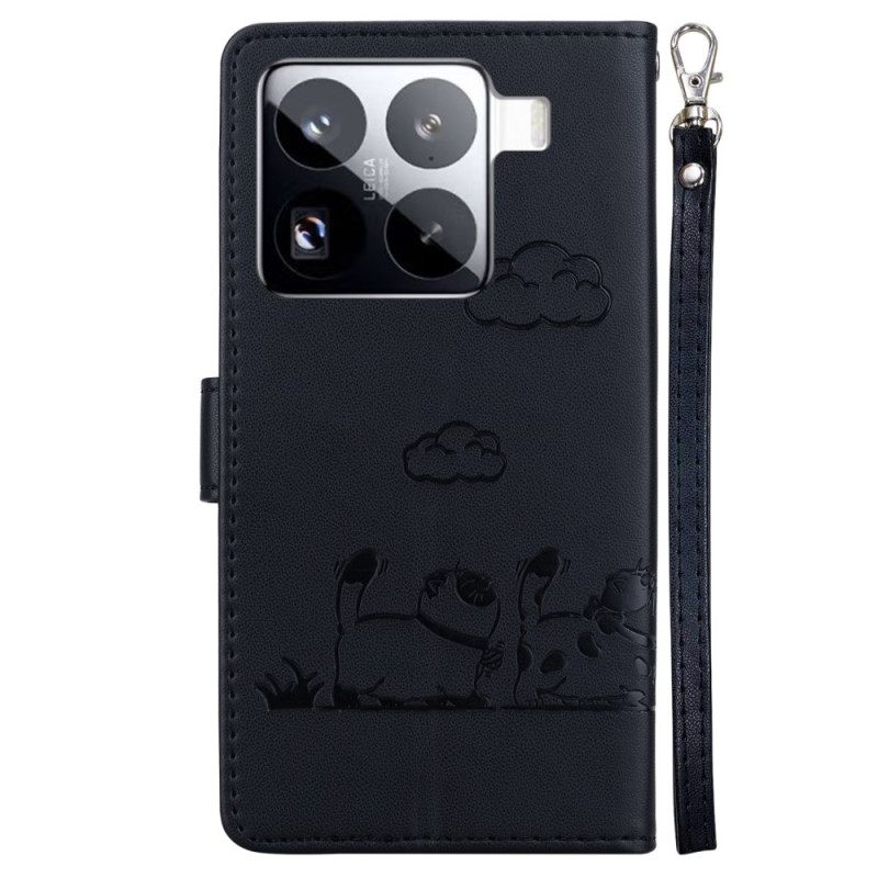 Δερματινη Θηκη Xiaomi 15 Pro Σκηνή Γάτας Με Μπλοκάρισμα Rfid