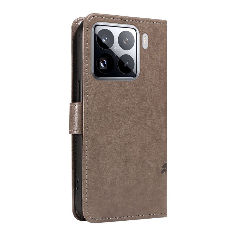 Δερματινη Θηκη Xiaomi 15 Pro Σχέδιο Με Λουλούδια Και Πεταλούδες Σιλικόνης