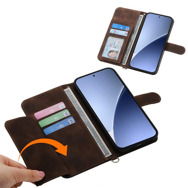 Θηκη Κινητου Xiaomi 15 Pro Λουλουδάτο Μοτίβο Με Εφέ Σουέτ Λουρί Και Ώμος