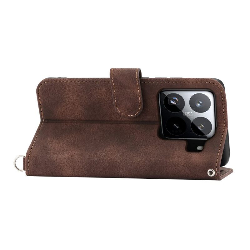 Θηκη Κινητου Xiaomi 15 Pro Λουλουδάτο Μοτίβο Με Εφέ Σουέτ Λουρί Και Ώμος